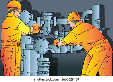 Trabajador de gas reparó la válvula
