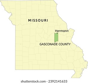 Gasconade County and city of Hermann location on Missouri state map