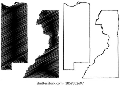 Gasconade and Dunklin County, Missouri (U.S. county, United States of America, USA, U.S., US) map vector illustration, scribble sketch map