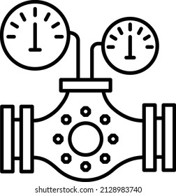 Gaseous flow or special Valve with gauge Vector Icon Design, crude oil and natural Liquid Gas Symbol, Petroleum and gasoline Sign, power and energy market stock illustration, Pressure Regulating Valve