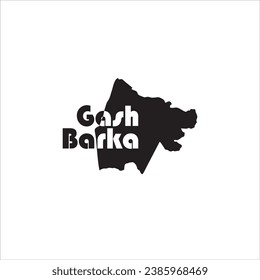 Gash Barka map and black letter design on white background