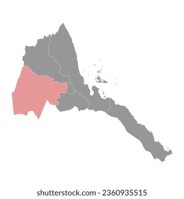 Gash Barka Region Karte, Verwaltungsabteilung von Eritrea. Vektorgrafik.