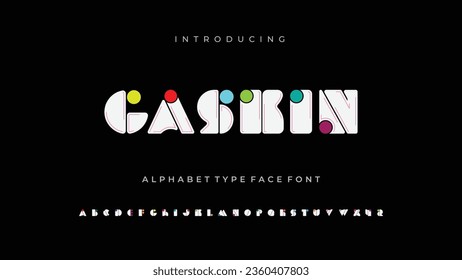 Gaskin Fuente del alfabeto digital abstracto redondeado moderno Moda del deporte urbano creativa fuente futurista y con números ilustración vectorial Typeface 