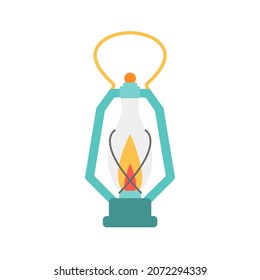 Gaslight For Hiking, Vector Illustration In Flat Style