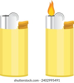 gaslighter, fire and lighter. vector illustration. smoke gaslighter