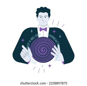 Concepto de iluminación de gafas. Método de manipulación psicológica y creación de disonancia cognitiva. Abuso emocional en las relaciones. Ilustración vectorial plana