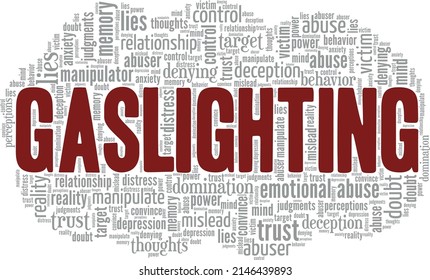 Gaslighting conceptual vector illustration word cloud isolated on white background.