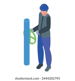 Gasman pipe icon isometric vector. Gas worker. Man technician