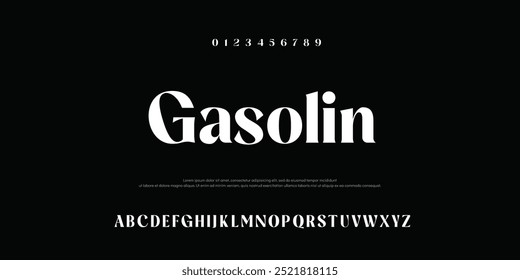 Gasolina Criativo moderno alfabeto líquido exibir fonte vetor. Estilo único da tipografia moderna