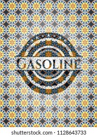 Gasoline arabic style badge. Arabesque decoration.