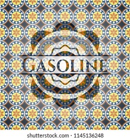 Gasoline arabic style emblem. Arabesque decoration.