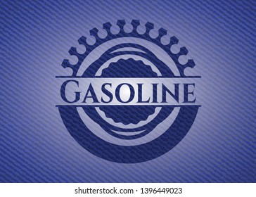 Gasoline badge with jean texture. Vector Illustration. Detailed.