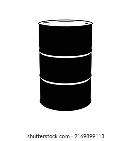 Gasoline Barrel Silhouette. Black and White Icon Design Element on Isolated White Background