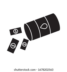 gasoline barrel tank with dollars money flat style icon vector illustration design