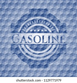 Gasoline blue emblem with geometric pattern.
