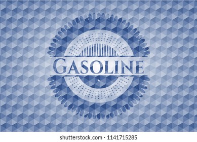 Gasoline blue emblem with geometric pattern.