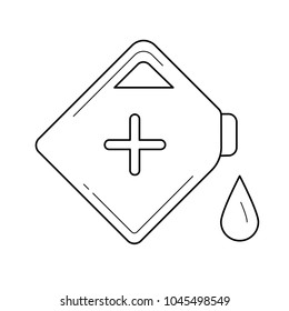 La gasolina puede aislar el icono de la línea vectorial en el fondo blanco. Bañera de combustible con icono de línea de gota de gasolina para infografía, sitio web o aplicación.