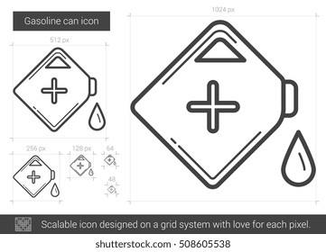 Gasoline can vector line icon isolated on white background. Gasoline can line icon for infographic, website or app. Scalable icon designed on a grid system.