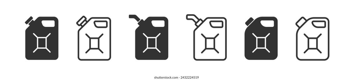 Gasoline canister icon. Flammable gas in the container sign. Diesel fuel symbol. Liquid energy in jerrycan.