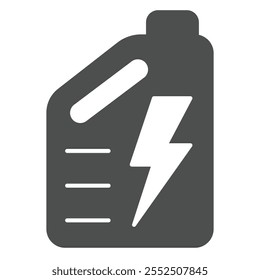 Ícone sólido de botija de gasolina, conceito de ciclo de reabastecimento. Gráficos vetoriais. Sinal de contêiner de óleo de carro no fundo branco, ícone de estilo de glifo para design móvel ou web