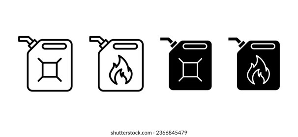 Gasoline Kanister Vektorsymbol-Set. Symbol für brennbares Gas