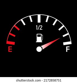 escala del coche de gasolina en un fondo negro.