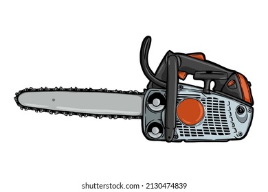 Gasoline chain saw on white background