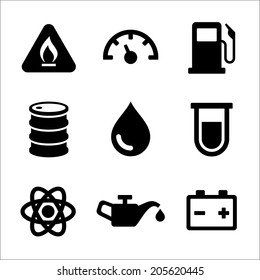 Conjunto de ícones de estação de serviço de combustível diesel a gasolina. Ilustração vetorial