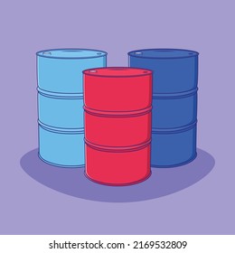Gasoline Drum Vector Icon Illustration. Fuel Barrel Vector. Flat Cartoon Style Suitable for Web Landing Page, Banner, Flyer, Sticker, Wallpaper, Background