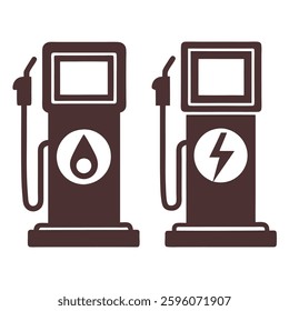 Gasoline and Electric Charging Station Vector Icon.