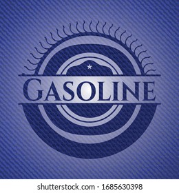 Emblema de gasolina con textura de jean. Ilustración vectorial. Detallado.