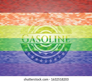 Gasoline emblem on mosaic background with the colors of the LGBT flag