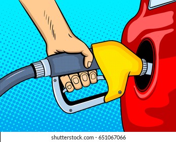 Gasoline filling comic book pop art retro style vector illustration
