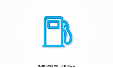 gasoline filling station, column 3d realistic line icon. Vector top view illustration. color pictogram isolated on white background