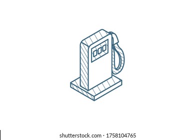 gasoline filling station, column isometric icon. 3d vector illustration. Isolated line art technical drawing. Editable stroke