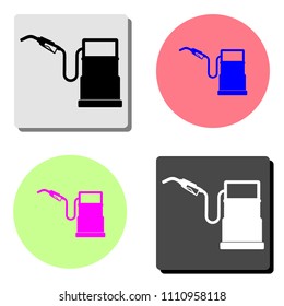 gasoline filling station. simple flat vector icon illustration on four different color backgrounds
