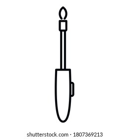 Symbol für Feuer mit Benzin. Outline-Benzin-Feuerlöschwerkzeug, Vektorsymbol für Webdesign einzeln auf weißem Hintergrund