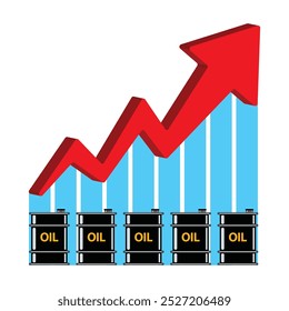 Gasolina Combustível Gás Gasolina Petróleo Estoque Valor Mercado Demanda Preço subindo. Barril de óleo com seta vermelha 3d desce, ilustração vetorial. Pode ser usado para web, móvel, infográficos e impressão.