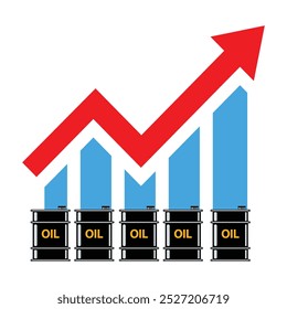 Gasolina Combustível Gás Gasolina Petróleo Estoque Valor Mercado Demanda Preço subindo. Barril de óleo com seta vermelha desce, ilustração vetorial. Pode ser usado para web, móvel, infográficos e impressão.