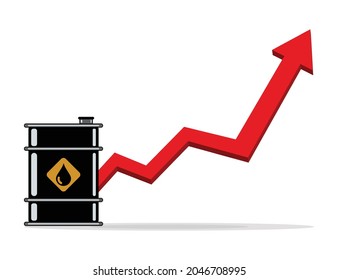 Gasoline Fuel Gas Petrol Oil Stock Value Market Demand Price Hike Rise Increase Up Skyrocket With Graph Chart Diagram Vector Illustration. Can be Used for Web, Mobile, Infographic and Print.