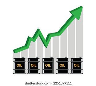 Gasoline Fuel Gas Petrol Oil Stock Value Market Demand Price Hike. Green 3d arrow Rise Increase. Up Skyrocket With Graph Chart Diagram Vector Illustration. Can be Used for Web, Mobile, Infographic.