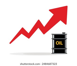 Gasoline Fuel Gas Petrol Oil Stock Value Market Demand Price Hike Rise Increase Up Skyrocket With Red arrow Graph Chart Diagram Vector Illustration. Can be Used for Web, Mobile, Infographic and Print.