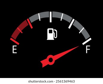 Gasoline fuel gauge symbol. Fuel indicator icon . Full and empty fuel tank gauge scale icon isolated on white background.