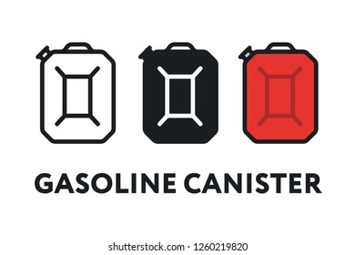 Gasoline Fuel Oil Gas Petrol Canister Container Tank. Refueling Concept. Vector Flat Color Line Stroke Icon Pictogram.