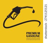 gasoline fuel pump nozzle poster isolated on yellow background
