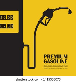 gasoline fuel pump nozzle poster with drop