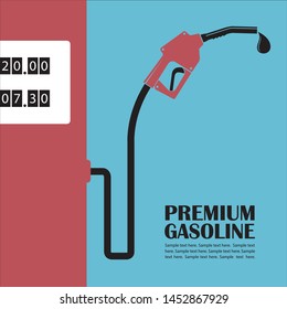 gasoline fuel pump nozzle poster with drop