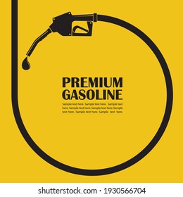 gasoline fuel pump nozzle poster isolated on yellow background