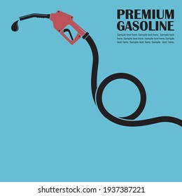 gasoline fuel pump nozzle poster isolated on blue background