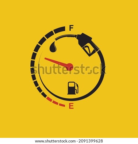 gasoline fuel pump nozzle poster isolated on yellow background